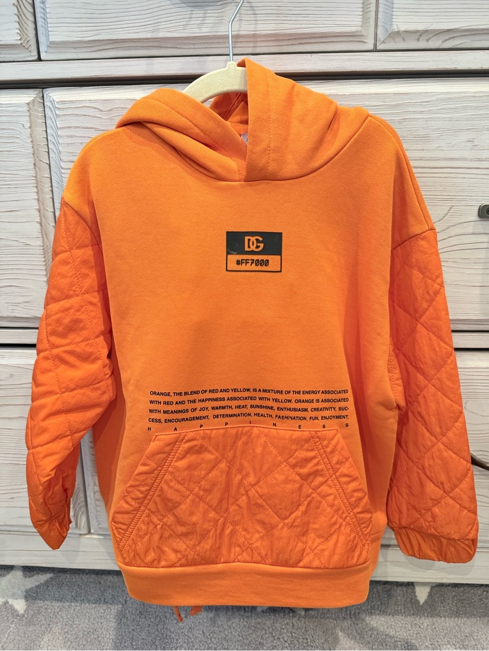 2 pieceDolce & Gabbana Orange Quilted-Sleeve Hooded Sweatshirt &Sweatpant set